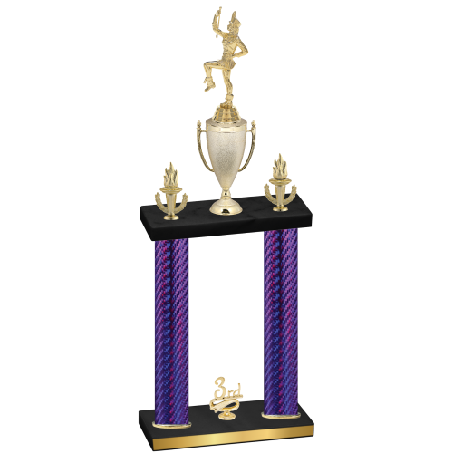 Double Purple Carbon Fiber Third Place Majorette Trophy