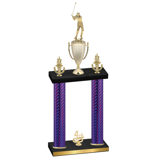 Double Purple Carbon Fiber Fourth Place Golf Trophy