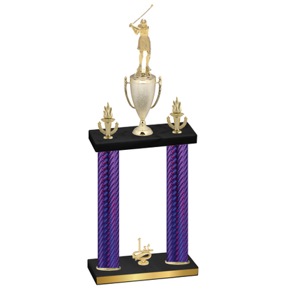 Double Purple Carbon Fiber First Place Golf Trophy