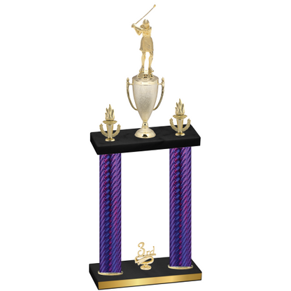 Double Purple Carbon Fiber Third Place Golf Trophy