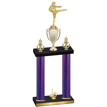 Double Purple Carbon Fiber First Place Karate Trophy