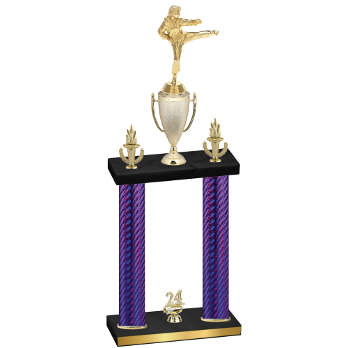 Double Purple Carbon Fiber Year Karate Trophy