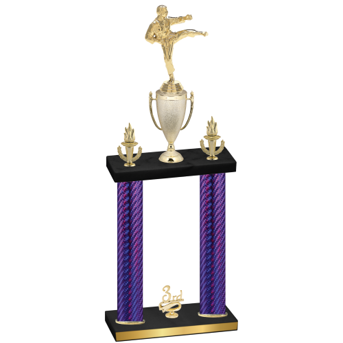 Double Purple Carbon Fiber Third Place Karate Trophy