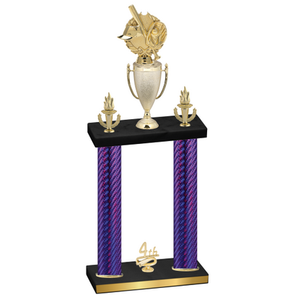 Double Purple Carbon Fiber Fourth Place Baseball Trophy