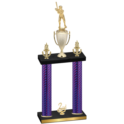 Double Purple Carbon Fiber Second Place Baseball Trophy
