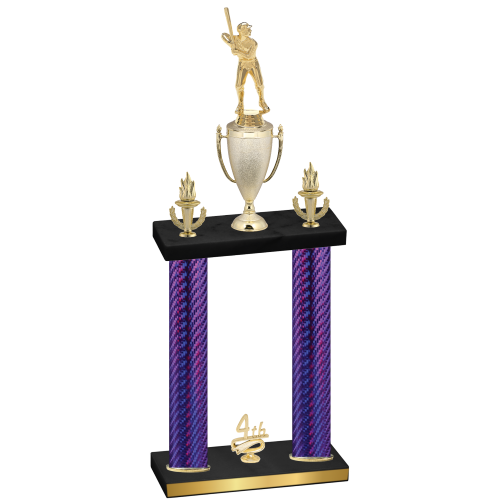 Double Purple Carbon Fiber Fourth Place Baseball Trophy