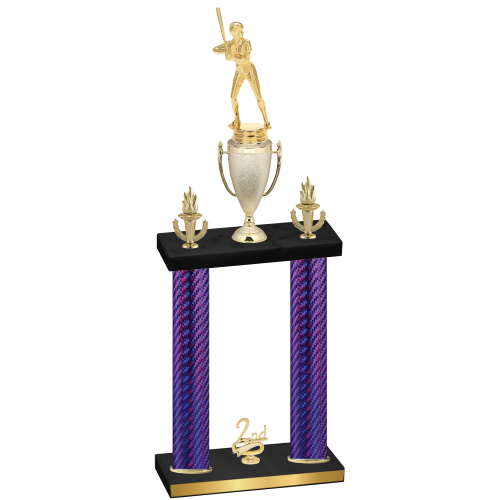 Double Purple Carbon Fiber Second Place Softball Trophy