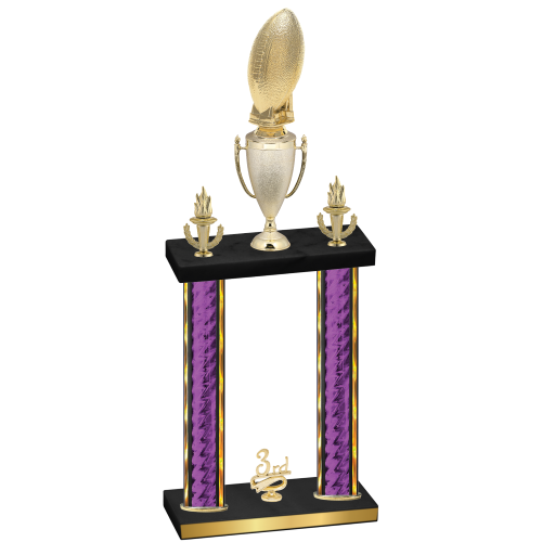 Double Purple Glacier Third Place Football Trophy