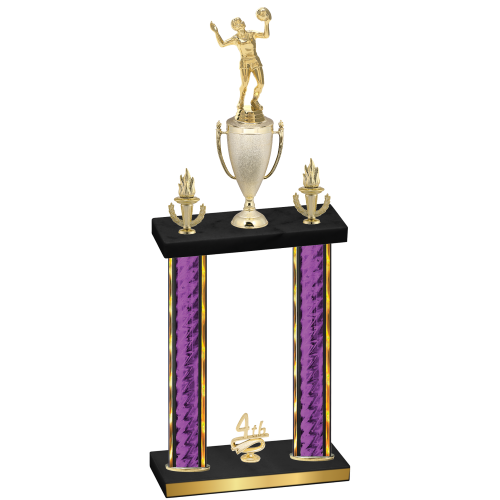 Double Purple Glacier Fourth Place Volleyball Trophy