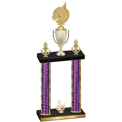 Double Purple Glacier Third Place Volleyball Trophy
