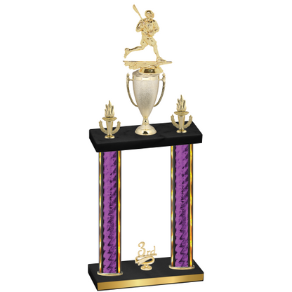 Double Purple Glacier Third Place Lacrosse Trophy