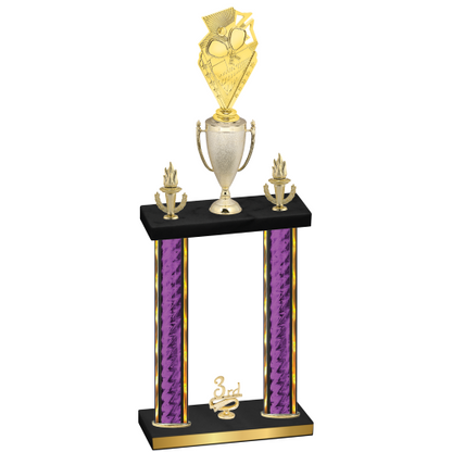Double Purple Glacier Third Place Pickleball Trophy