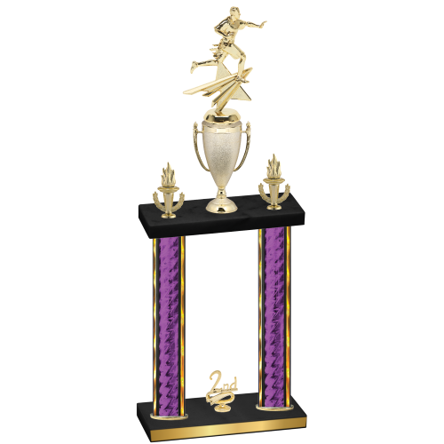 Double Purple Glacier Second Place Flag Football Trophy