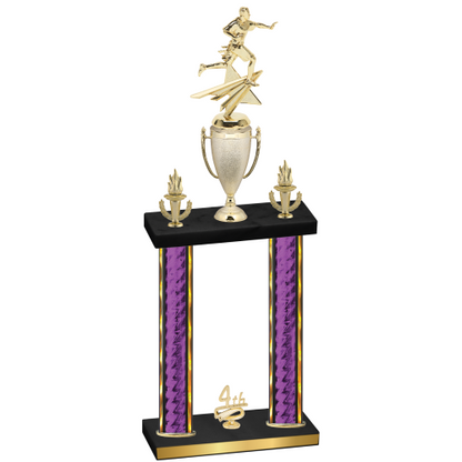 Double Purple Glacier Fourth Place Flag Football Trophy