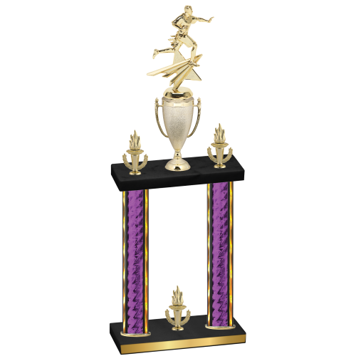 Double Purple Glacier Victory Flag Football Trophy