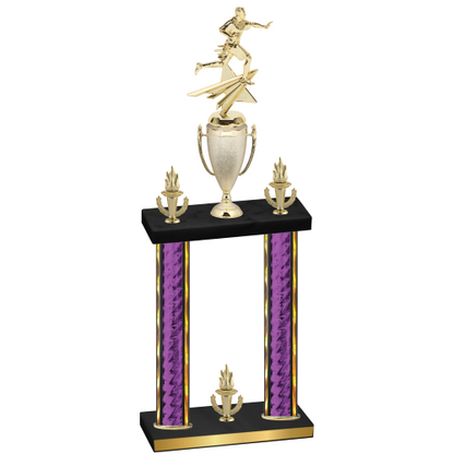 Double Purple Glacier Victory Flag Football Trophy