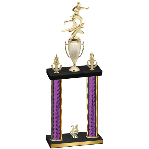 Double Purple Glacier Year Flag Football Trophy
