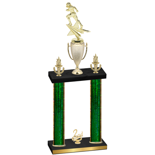 Double Green Glacier Second Place Football Trophy