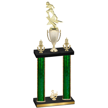 Double Green Glacier Third Place Football Trophy