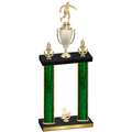 Double Green Glacier Third Place Soccer Trophy