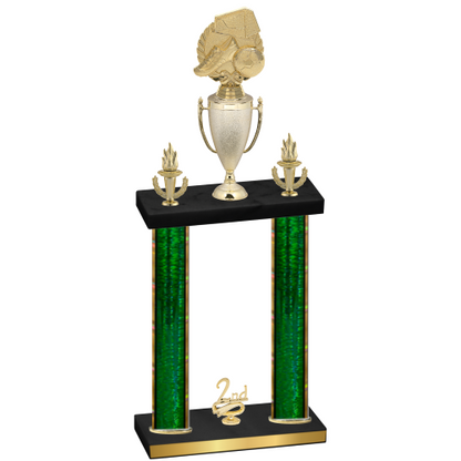 Double Green Glacier Second Place Soccer Trophy