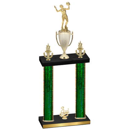 Double Green Glacier Third Place Volleyball Trophy