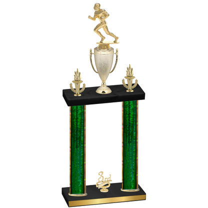 Double Green Glacier Third Place Football Trophy