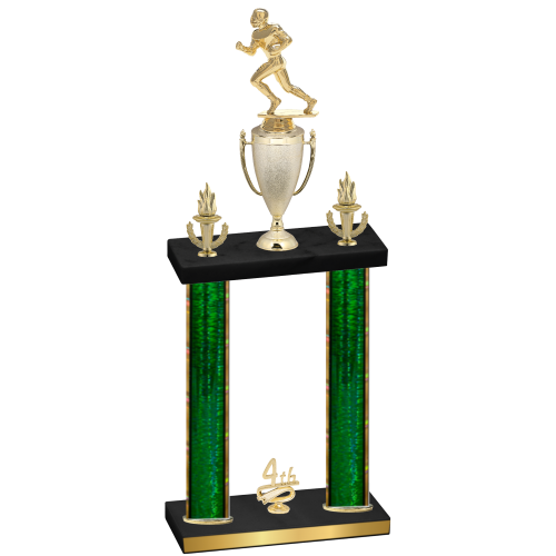 Double Green Glacier Fourth Place Football Trophy