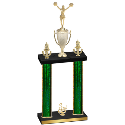 Double Green Glacier Third Place Cheerleading Trophy