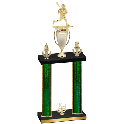 Double Green Glacier Third Place Lacrosse Trophy