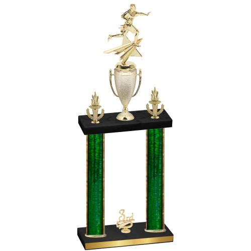 Double Green Glacier Third Place Flag Football Trophy