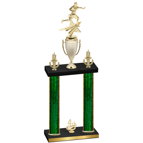 Double Green Glacier Fourth Place Flag Football Trophy