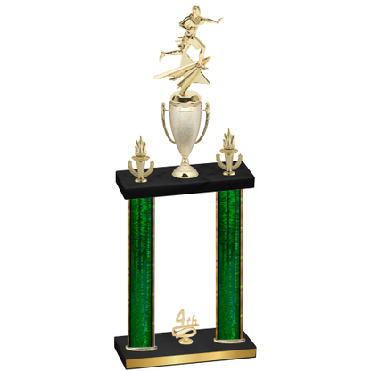 Double Green Glacier Fourth Place Flag Football Trophy