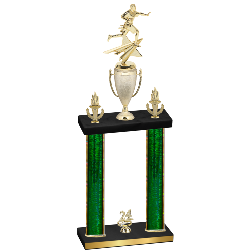 Double Green Glacier Year Flag Football Trophy