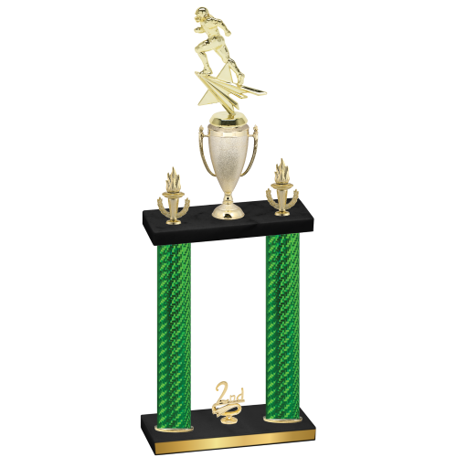 Double Green Carbon Fiber Second Place Football Trophy