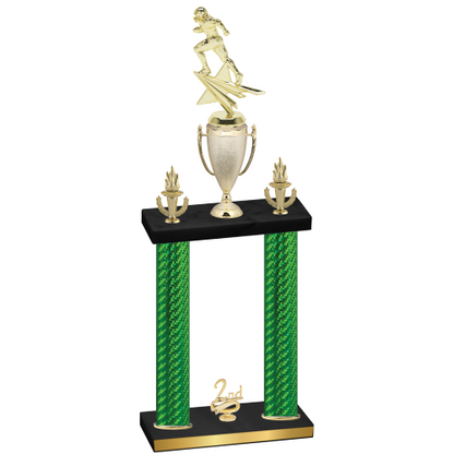 Double Green Carbon Fiber Second Place Football Trophy