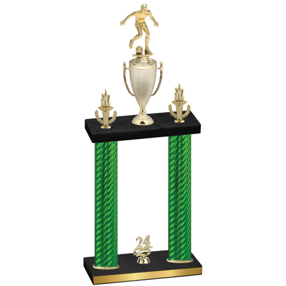 Double Green Carbon Fiber Year Soccer Trophy