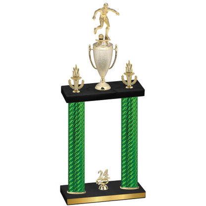 Double Green Carbon Fiber Year Soccer Trophy