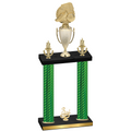 Double Green Carbon Fiber Third Place Soccer Trophy