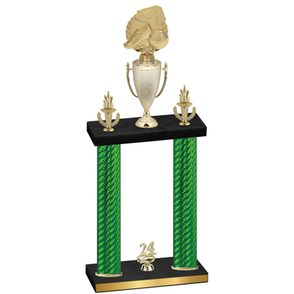 Double Green Carbon Fiber Year Soccer Trophy