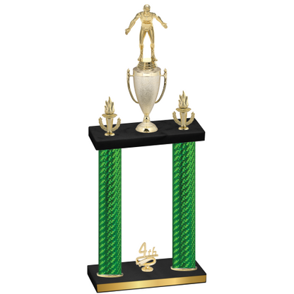 Double Green Carbon Fiber Fourth Place Wrestling Trophy