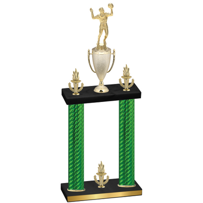 Double Green Carbon Fiber Victory Volleyball Trophy