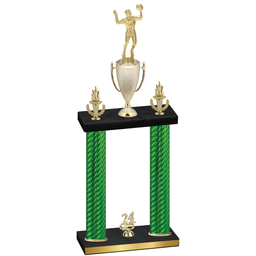 Double Green Carbon Fiber Year Volleyball Trophy