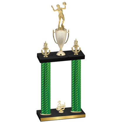 Double Green Carbon Fiber Third Place Volleyball Trophy