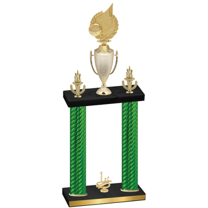 Double Green Carbon Fiber First Place Volleyball Trophy
