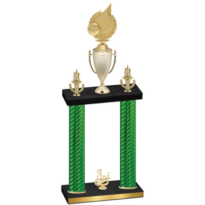 Double Green Carbon Fiber Third Place Volleyball Trophy