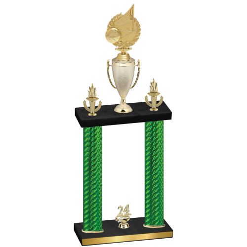 Double Green Carbon Fiber Year Volleyball Trophy