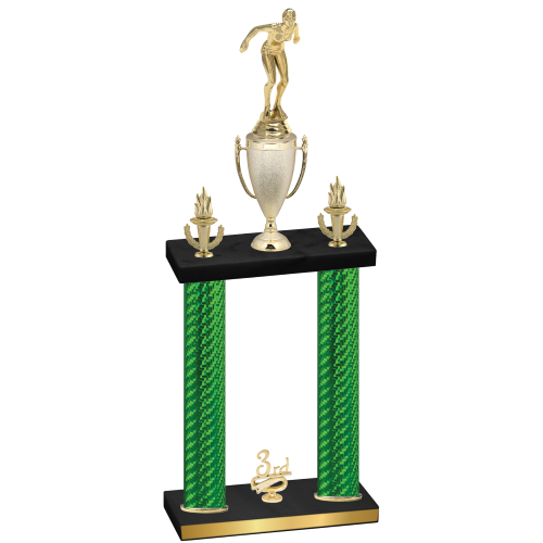 Double Green Carbon Fiber Third Place Tennis Trophy