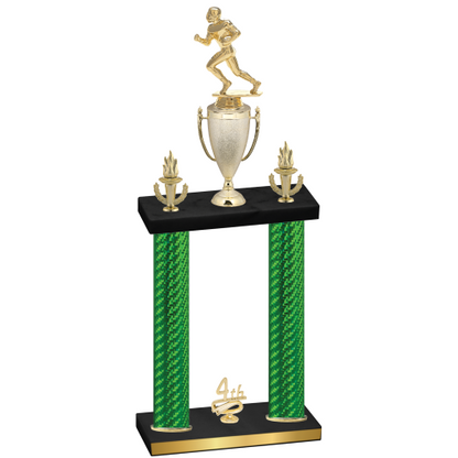 Double Green Carbon Fiber Fourth Place Football Trophy