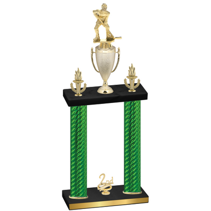 Double Green Carbon Fiber Second Place Hockey Trophy